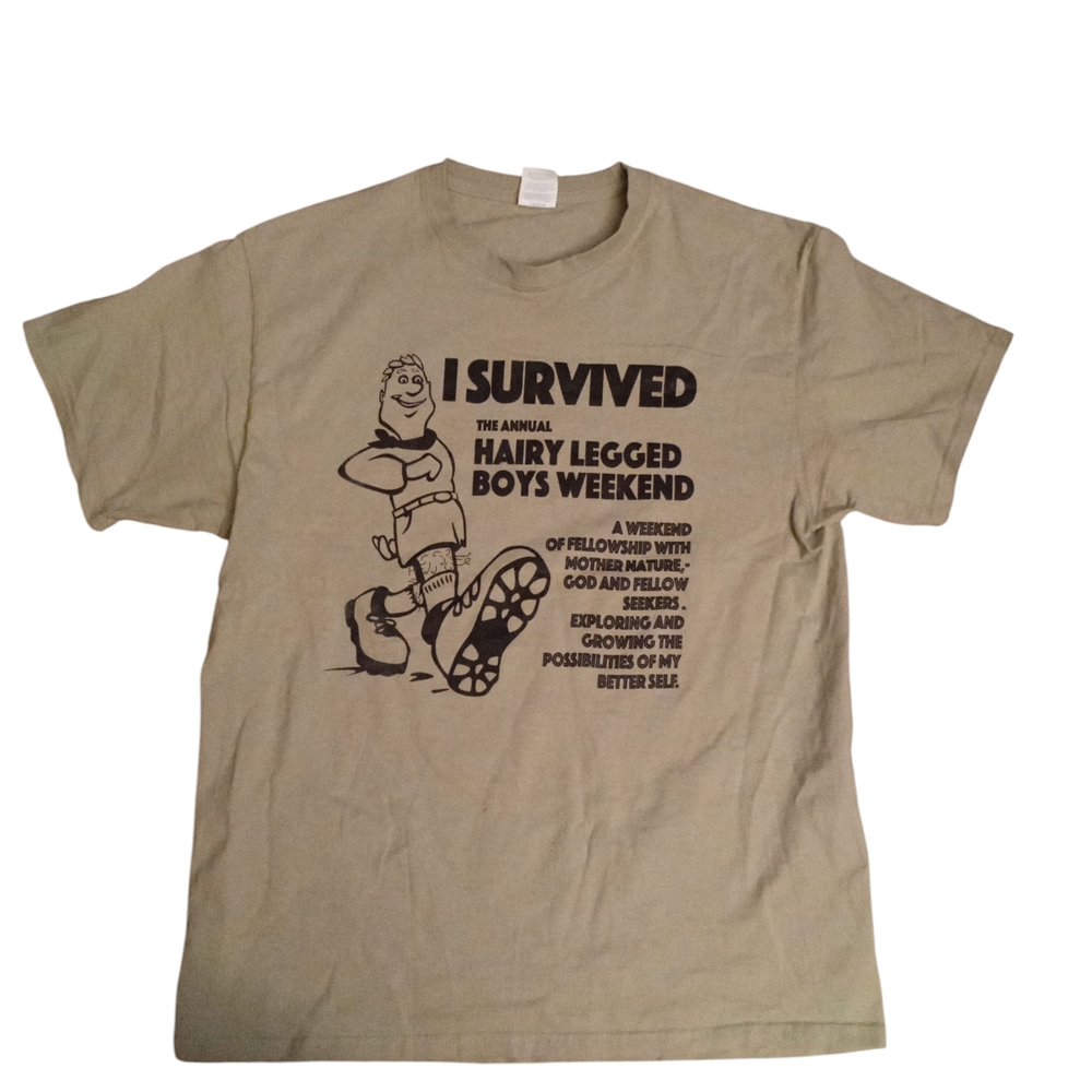 Green Short Sleeve Tee with Humorous Design Men's Large Port Authority